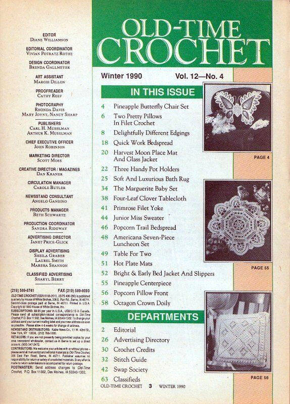 Primary image for Old Time Crochet Winter 1990 Best Vintage Patterns Holiday Gifts Doilies Edgings