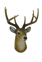White Buck Head Sculpture Deer Horns Faux Taxidermy Wall Mounted Antler Trophy - £48.18 GBP