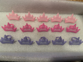 15 Barbie Cupcake Topper Rings Tiara (3 Colors) 2005 DecoPac *Pre-Owned*... - $11.99