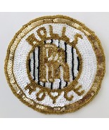 Rolls Royce Car Gold White Black Round Patch with Beads &amp; Sequins 5.75&quot; ... - £9.97 GBP