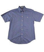 Orvis Men&#39;s Button Up Shirt Blue And White Checkered Short Sleeve Medium M - £11.89 GBP