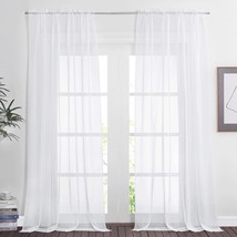 Nicetown White Sheer Curtains &amp; Drapes 108 Inch Long, Rod Pocket, W60 X L108 - £28.66 GBP