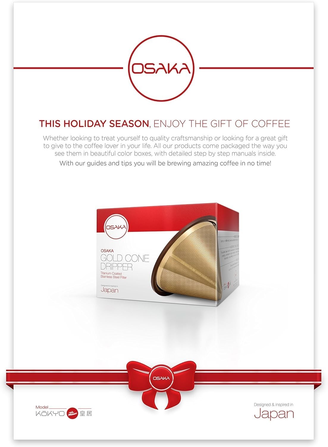 Osaka Titanium Pour Over Coffee Dripper with Double Layered Filter, Paperless Item image 3