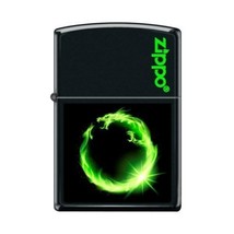 Zippo Lighter - Green Fire Dragon Ring Black Matte - 854054 - $32.06