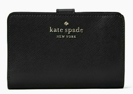 R Kate Spade Staci Medium Compact Bifold Black Leather Wallet WLR00128 $189 FS - £63.30 GBP