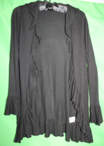 Minnie Rose Ruffle Cardigan Sweater Black Size Women&#39;s Small - £39.10 GBP