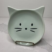 Signature Ceramic Bowl Cat Face Shaped Trinket Dish Mint New - $13.81