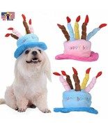 Hat Cap Cake Candles Pet Birthday Costume Cosplay Puppy Dog Cat Christma... - £6.59 GBP