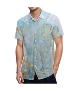 Mondxflaur Gold Marble Button Down Shirts for Men Short Sleeve Pocket Ca... - $35.65 CAD