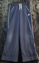 Nike Track Pants Youth Medium Blue 100% Polyester Flat Front Pockets Drawstring - £10.22 GBP