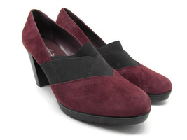 Bella-Vita Womens Burgundy Suede Round Toe Classic Pumps With Elastic Size 7.5 W - £15.82 GBP