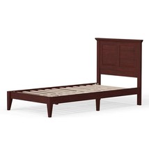 Twin Traditional Solid Oak Wooden Platform Bed Frame with Headboard in Cherry - $9,839.22 MXN