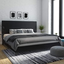 Dhp Janford Upholstered Platform Bed, King, Black Faux Leather, Rectangular - $184.99