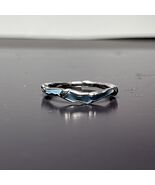 925 Silver Blue Enamel Wave Ring Adjustable Irregular Organic Stacking Boho - $19.99