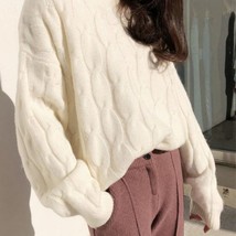 Cable-knit Women Sweater | Oversized Top Blouse Shirt Fall/Winter Crewne… - £26.78 GBP