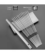 Metal Skewers 13.7&quot; Grill Stick Set Reusable BBQ Kabob Meat Chicken Shri... - $12.23 CAD+