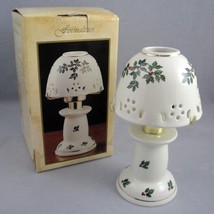 Baum Brothers Formalities Holly Christmas Tealight Candle Lamp 2pc Ceramic 6.75&quot; - £14.06 GBP