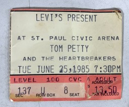 Tom Petty Heartbreakers St. Paul Minnesota 1985 Ticket Stub Levi&#39;s - £27.51 GBP