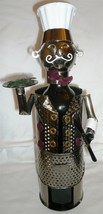 WHIMSICAL UNIQUE ARTIST CRAFTED WINE BOTTLE HOLDER WROUGHT METAL WAITER ... - £30.37 GBP