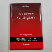 Canon Photo Paper Plus Semi Gloss SG-201 Inkjet Paper 5"x7" New Sealed 20 Sheets - $5.90