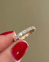 CZ AAA+1.55CW Emerald Cut Full Eternity Band,East To West Sharing Prong Setting - £98.32 GBP