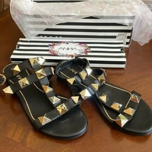 ANNA black studded straps woman’s summer sandals size 8 - £17.60 GBP