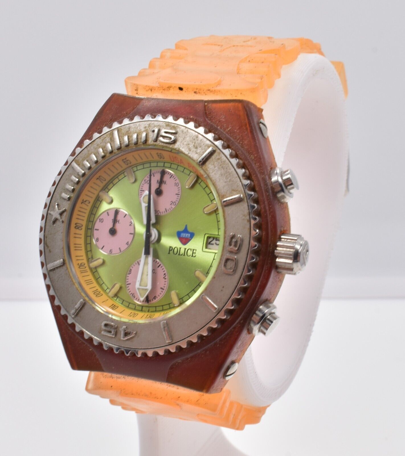 Primary image for POLICE Men's Quartz Watch Chronograph Orange Brown AS IS