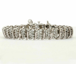 6.75CT Diamond Cluster S link bracelet 14K White Gold Over Round Brilliant 7.5&quot; - £136.99 GBP