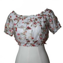 Ambiance Y2K Floral Peasant Embroidered Crop Top - €12,85 EUR