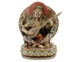 SARASWATI STATUE 6" Seated Hindu Goddess Bronze Resin Sarasvati HIGH QUA... - $35.95