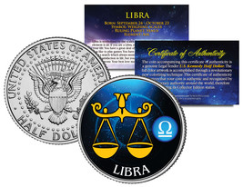 LIBRA Horoscope Astrology Zodiac Kennedy U.S. Colorized Half Dollar Coin - £6.77 GBP