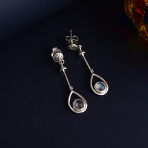 Moonstone Gemstone 925 Sterling Silver Drop Earring - £57.69 GBP