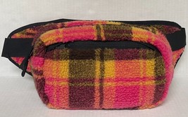B&amp;G Fashions Sherpa Waist Belt Bag Fanny Pack Plaid Adjustable 958A - $24.14