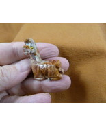 Y-LLA-SI-52) baby tan LLAMA carving SOAPSTONE stone PERU FIGURINE I love... - $8.59