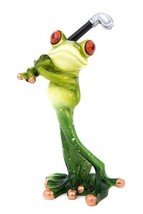 Frog swinging golf club figurine front thumb200