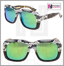 GUCCI 1157 Brown Lime Mirrored Ayers Snake Leather FANTASY Sunglasses GG1157S - £625.65 GBP