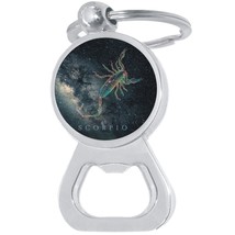 Scorpio Zodiac Stars Bottle Opener Keychain - Metal Beer Bar Tool Key Ring - £8.47 GBP