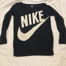 Nike Women&#39;s Sportswear Crewneck Size Large Logo Soft Knit Black - £5.77 GBP