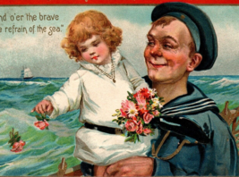 Memorial Decoration Day Postcard Frances Brundage Sailor Ship Roses Tucks 173 - £17.35 GBP