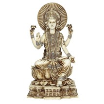 LAKSHMI STATUE 6&quot; Hindu Wealth Goddess High Quality Ivory Color Resin La... - $603.92 MXN