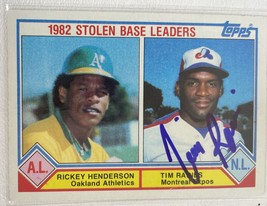 Tim Raines Signed Autographed 1983 Topps SB Leaders Baseball Card - Montreal Exp - £15.70 GBP