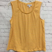 Kim Rogers Womens Tank Top Yellow White Stripe Sleeveless Scoop Neck Stretch S - £9.62 GBP