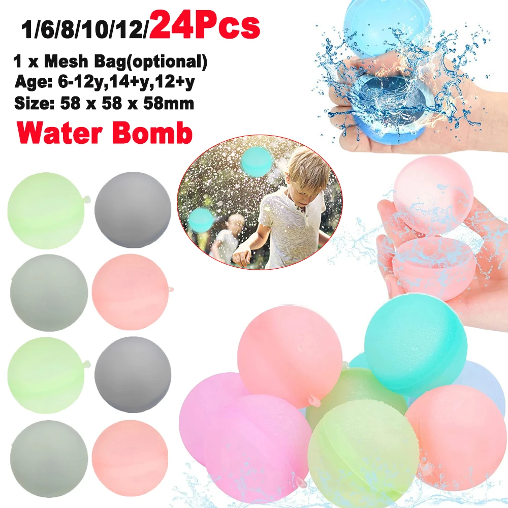 10/12/24pcs Reusable Creative Water Balloons Summer Water Bomb Pool Water Gam - £7.12 GBP+