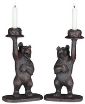 Candlesticks Candleholder Candlestick MOUNTAIN Lodge Honey Pot Bear Oxblood Red - £326.87 GBP