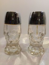 Vintage Libbey Glass Salt and Pepper Shakers 1.25 oz with Chrome Plated Tops - £5.55 GBP