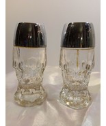 Vintage Libbey Glass Salt and Pepper Shakers 1.25 oz with Chrome Plated ... - £5.44 GBP