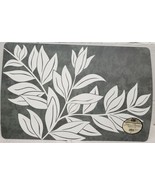 Set of 2 Vinyl/Foam Back Placemats (12&quot;x18&quot;) WHITE LEAVES ON GREY by BH - £10.16 GBP
