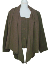 Daniel Hechter Paris Wool Cape Jacket Coat Womens Brown Scarf Pockets Sz... - £75.76 GBP