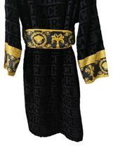 Authentic L NEW $750 VERSACE Black Gold Terry Cloth LOGO Unisex Bath Robe Medusa image 9