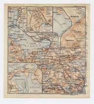 1914 Original Antique Map Of Vicinity Of Falun / Mora / Siljan Lake / Sweden - £13.70 GBP